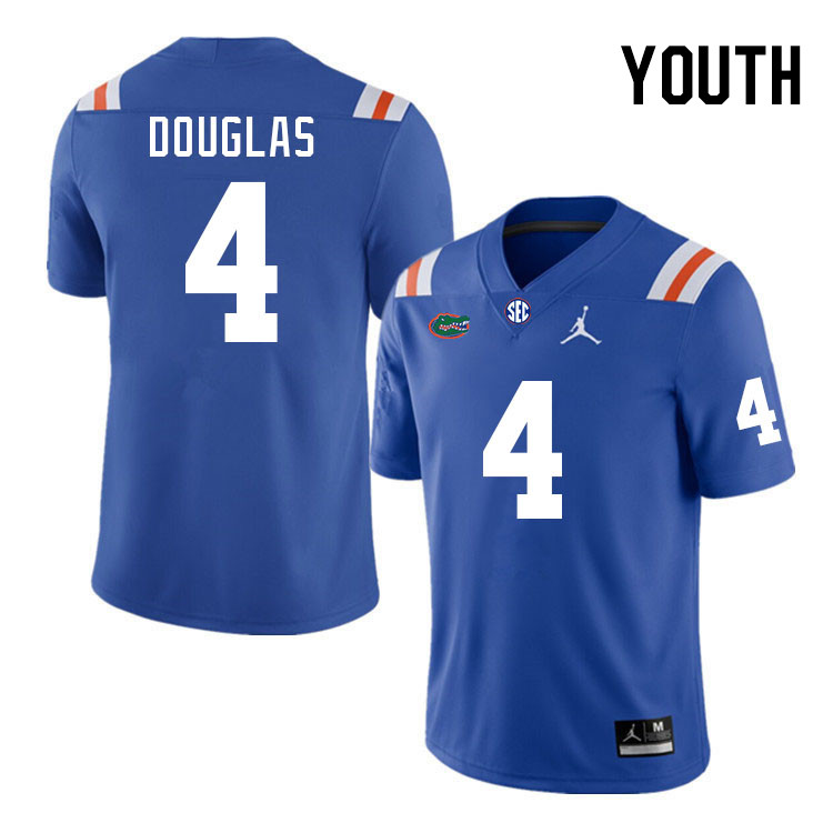 Youth #4 Caleb Douglas Florida Gators College Football Jerseys Stitched Sale-Throwback